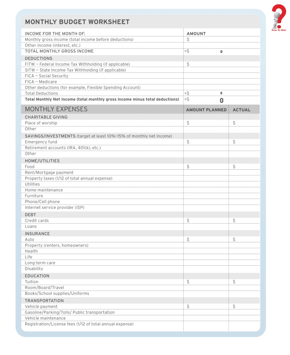 how to make a free printable monthly budget template in pdf excel